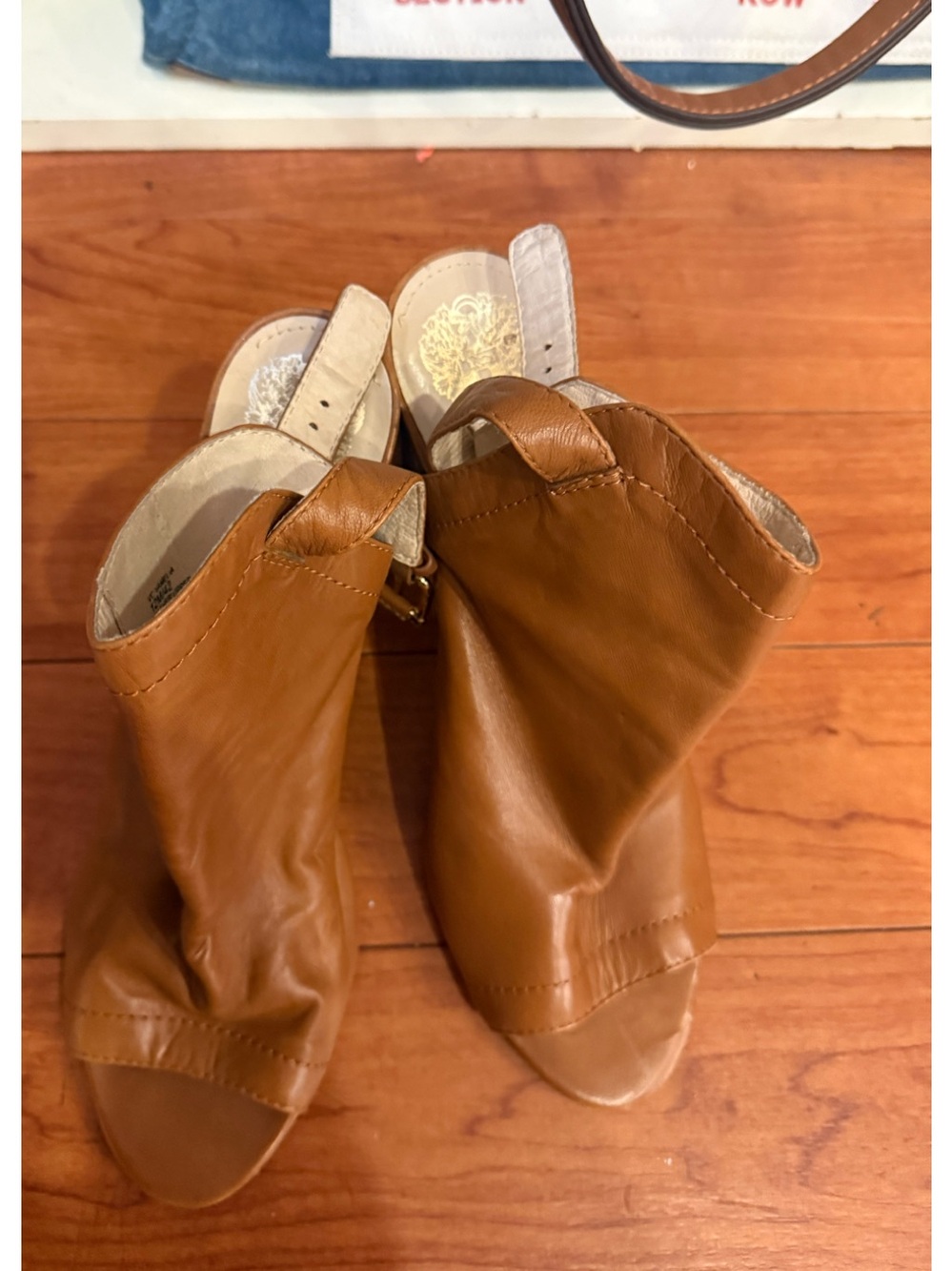 Vince Camuto Cortina Open Toe Bootie Brown Heels